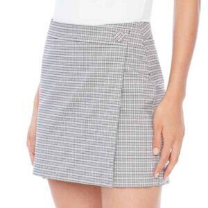 Gray White Gingham Checkered Stretchy Women's Skirt Shorts Skort Size Small